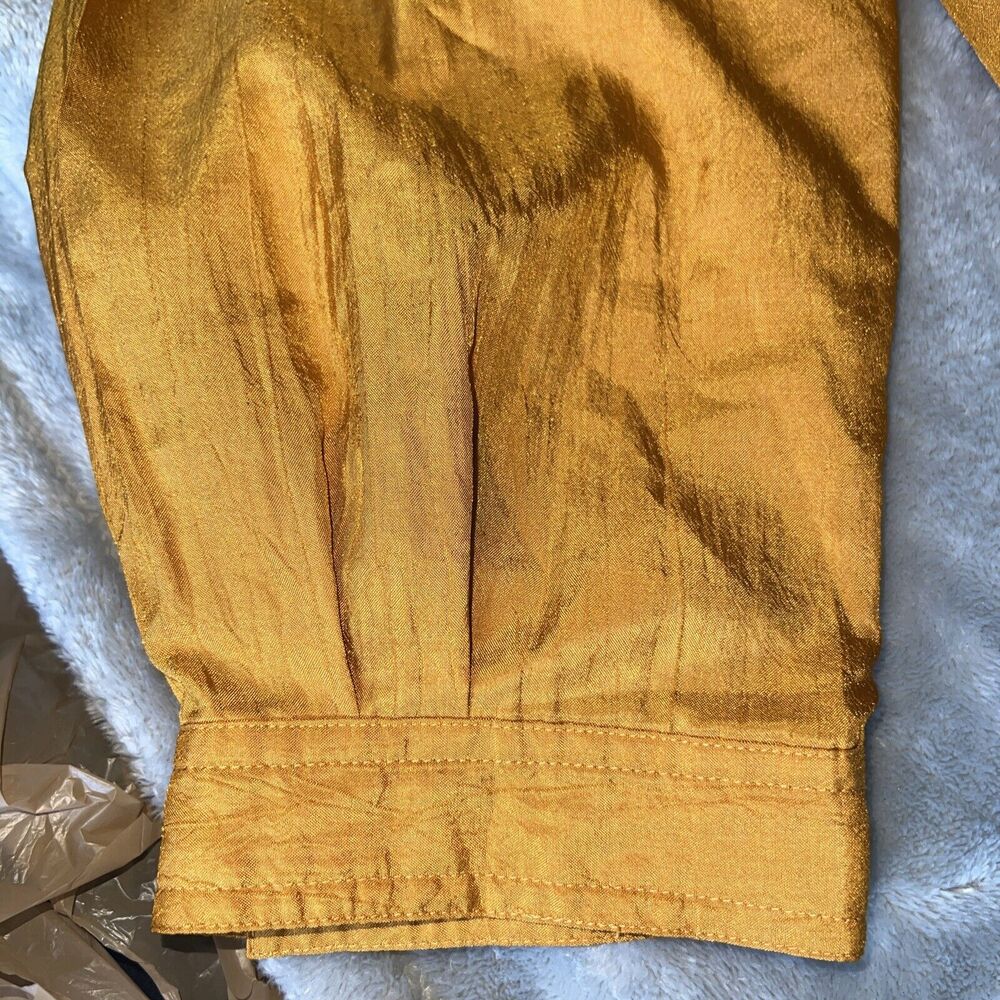 Josephine Vintage 90s Womens 10 Blouse Satin Orange Pockets Button Up 3/4 Sleeve - Picture 4 of 12